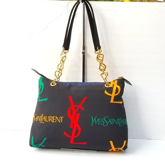 Gorgeous Vintage YSL Yves Saint Laurent Monogram canvas shoulder Tote handbag